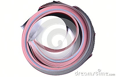 Rolled magazine isolated on white Stock Photo