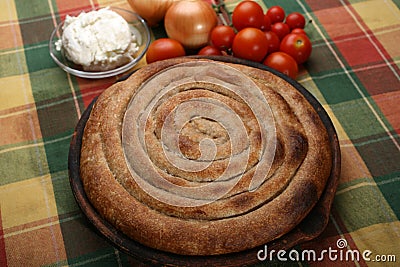 Rolled meat pie Stock Photo