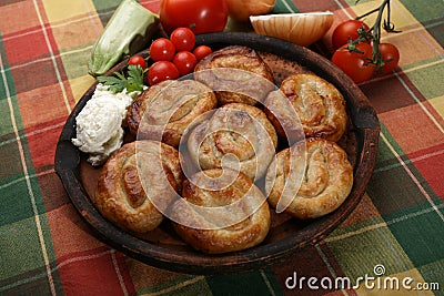 Rolled meat pies Stock Photo