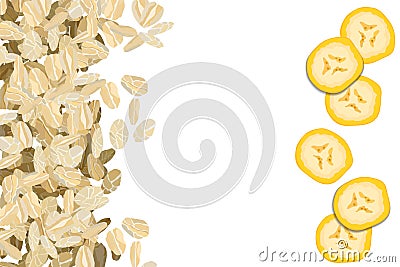 Rolled oats with bananas background vector illustration Vector Illustration