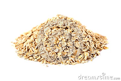Rolled oats flakes on a white background Stock Photo