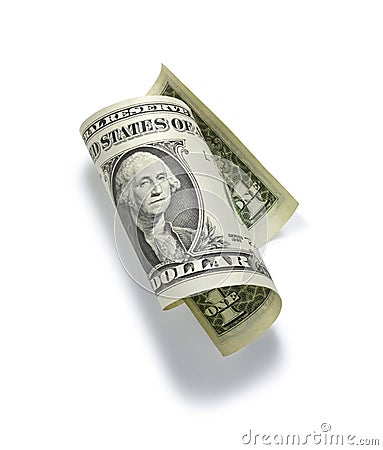 Rolled One Dollar Bill Stock Photo