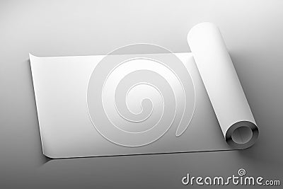 Rolled paper blank surface on gray background Cartoon Illustration