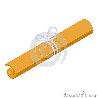 Rolled paper scroll tied with string isometric icon Stock Photo