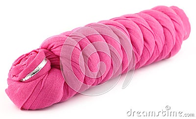 Rolled pink cotton scarf Stock Photo