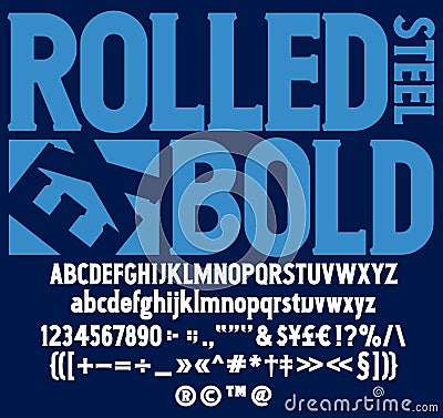 Rolled Steel Extra Bold Typeface. Vector Illustration