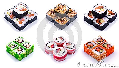 Rolled and sushi set Stock Photo