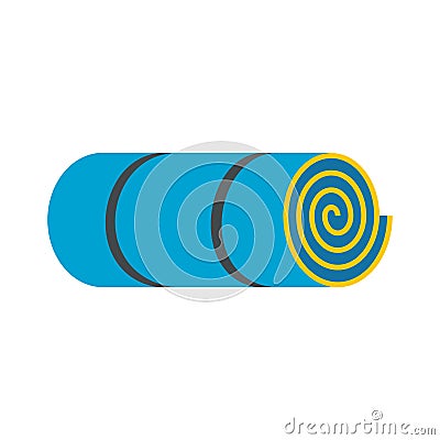 Rolled-up blue tourist mat Vector Illustration