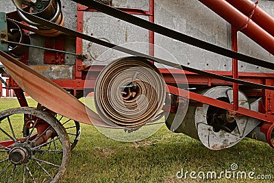 Side profile of an old threshing machine Stock Photo