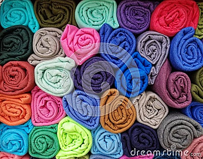 Colorful Rolled T-shirts Stock Photo