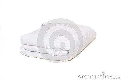 Rolled white duvet cover on isolated background Stock Photo