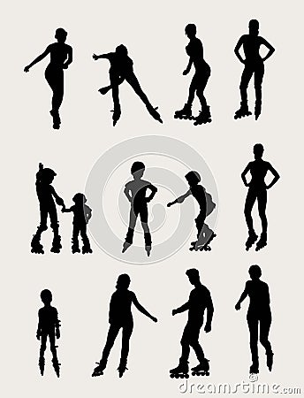 Roller Activity and Sport Silhouettes Vector Illustration