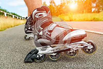 Roller blading legs Stock Photo