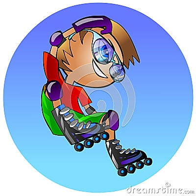 Roller boy Cartoon Illustration