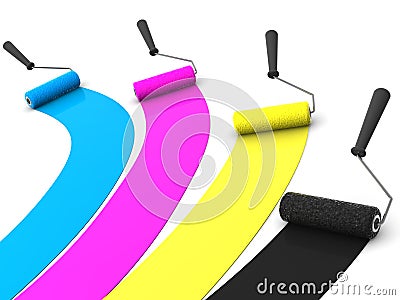 Roller brush. 3d. Cartoon Illustration