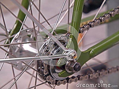 The Roller Chain of a Bicycle Stock Photo
