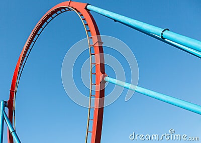 Roller Coaster in Amusement Entartainment Theme Park Stock Photo