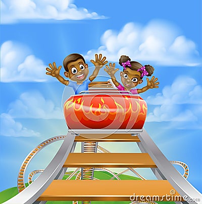 Roller Coaster Cartoon Vector Illustration