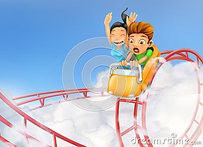 Roller coaster in the clouds Stock Photo