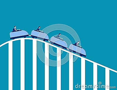 Roller coaster economy. Concept business vector illustration. Flat character design Vector Illustration