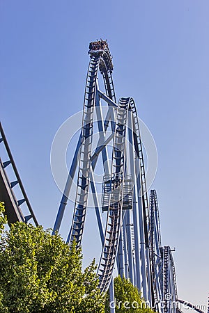 Roller coaster in Europapark, Rust, Germany Editorial Stock Photo