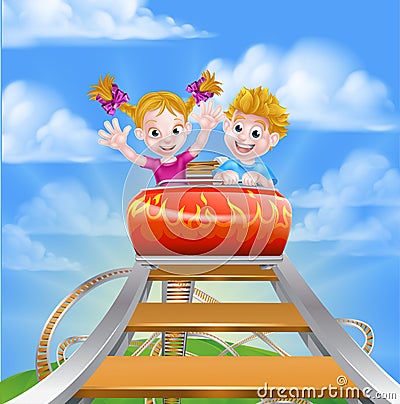 Roller Coaster Fair Theme Park Vector Illustration