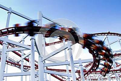 Roller coaster fun at amusement park Stock Photo