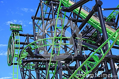 Roller coaster Green Lantern detail Editorial Stock Photo