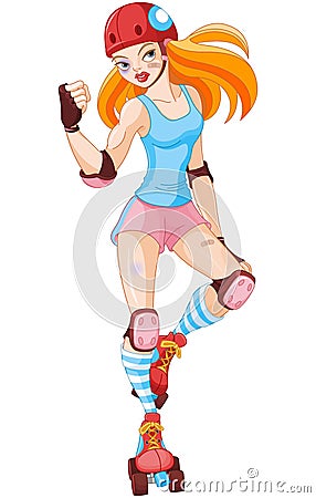 Roller Derby Girl Vector Illustration