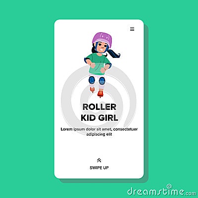 roller kid girl vector Vector Illustration