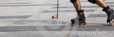 Roller in-line hockey outdoor Stock Photo