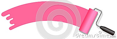 Roller painter, paintbrush vector illustration. arch shape | pink Vector Illustration