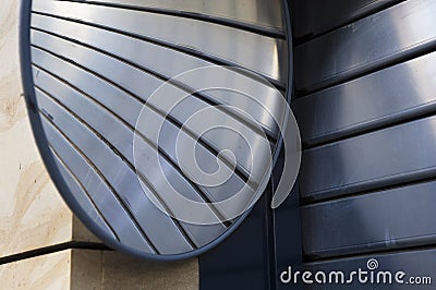 Roller shutter garage door with mirror Stock Photo