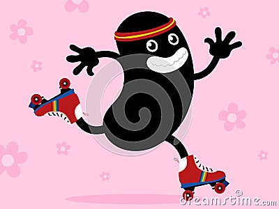 Roller skater fun cartoon seventies Vector Illustration