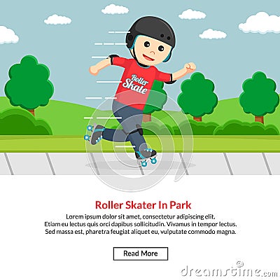 Roller skater playing in the park Vector Illustration