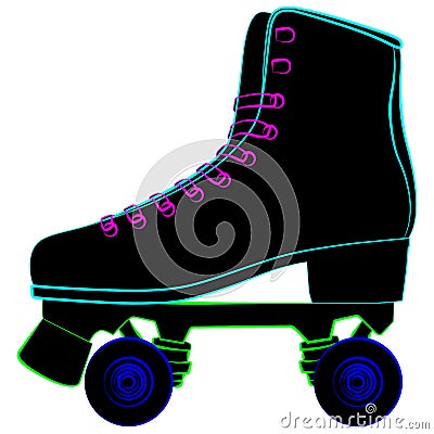 Roller skates shoes derby, Boots retro old school sport illustration Cartoon Illustration