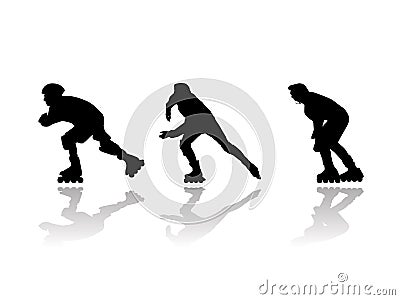 Rollerblade runners silhouette Vector Illustration