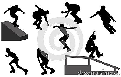 Rollerblade silhouettes Vector Illustration