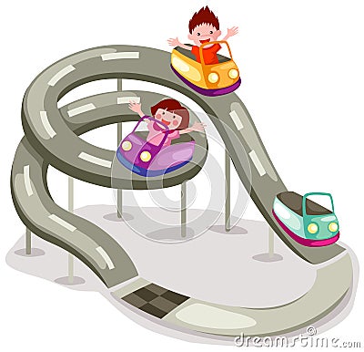 Rollercoaster Ride Vector Illustration