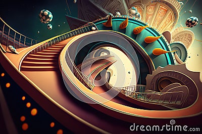 rollercoaster ride through the casino, with twists and turns on the track Stock Photo