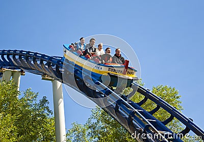 Rollercoaster riders Editorial Stock Photo