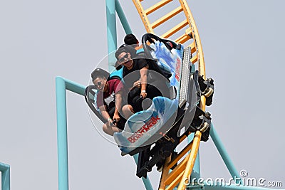 Rollercoaster Riders in Santa Cruz Editorial Stock Photo