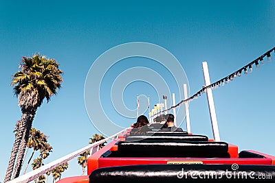 Rollercoaster in Santa Cruz Boardwalk, California, United States Stock Photo