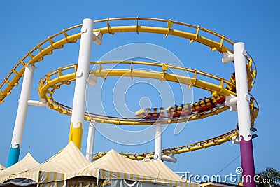 Rollercoaster on Santa Monica Pier Editorial Stock Photo