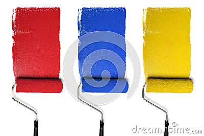 Rollers with Primary Colors Stock Photo