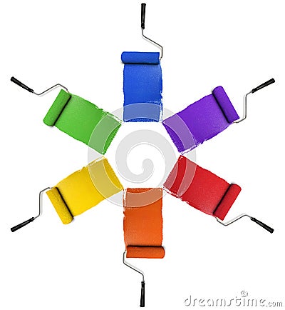 Rollers with Primary and Secondary Colors Stock Photo