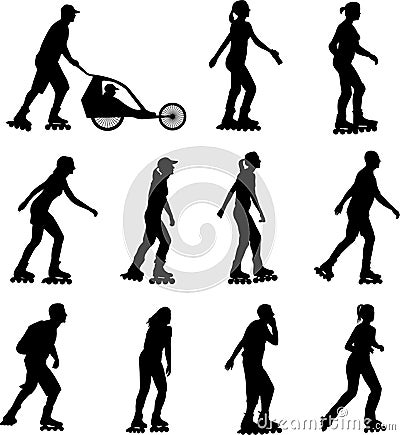 Rollerskating silhouettes Vector Illustration