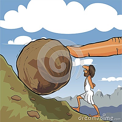 Rolling a boulder Vector Illustration