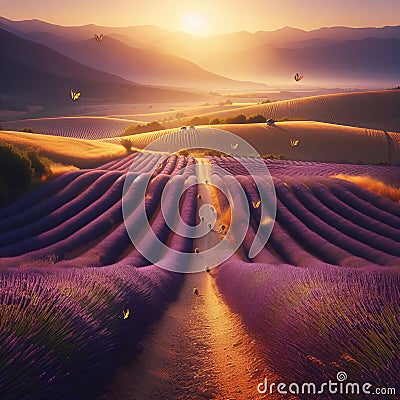 24 6. Rolling fields of lavender_ Endless fields of fragrant la Stock Photo