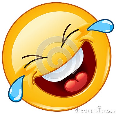 Rolling on the floor laughing with tears emoticon Vector Illustration